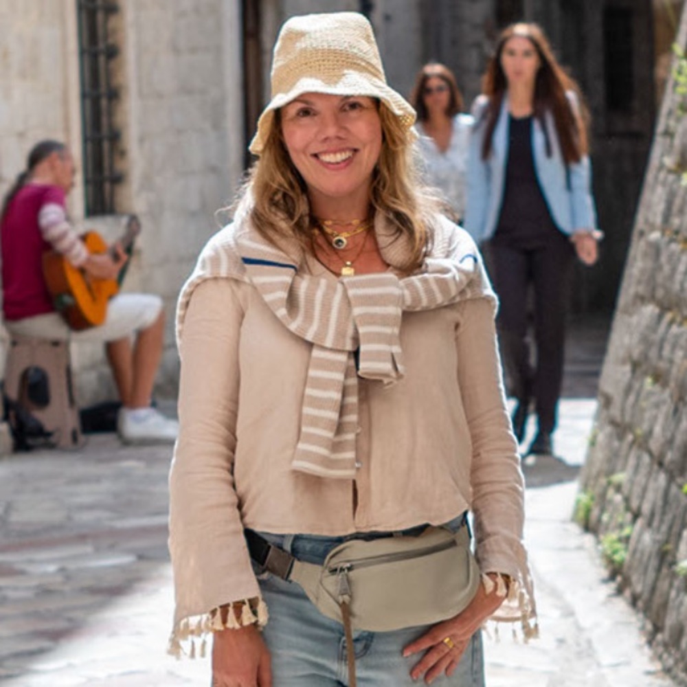 Zara beige linen cropped blouse shirt with tassels M